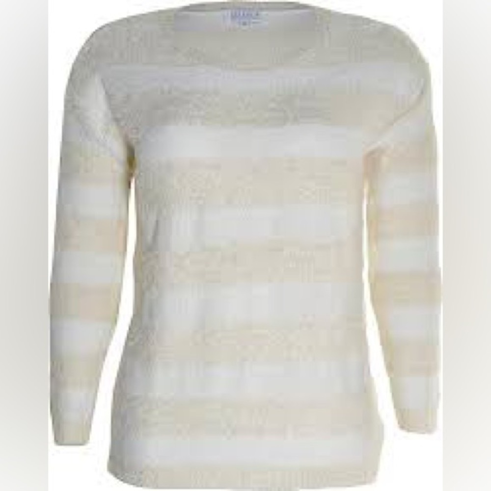 Joseph A. Striped Eyelash Long Sleeve Sweater